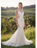 Ivory Lace Tulle Illusion Side Cutout Backless Wedding Dress